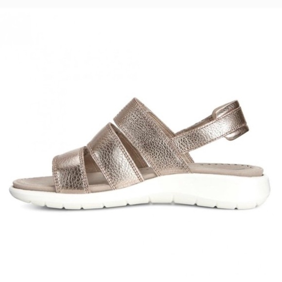 Ecco Shoes - Ecco soft metallic comfort sandal 3 adjustable straps Size 38 hook & loop